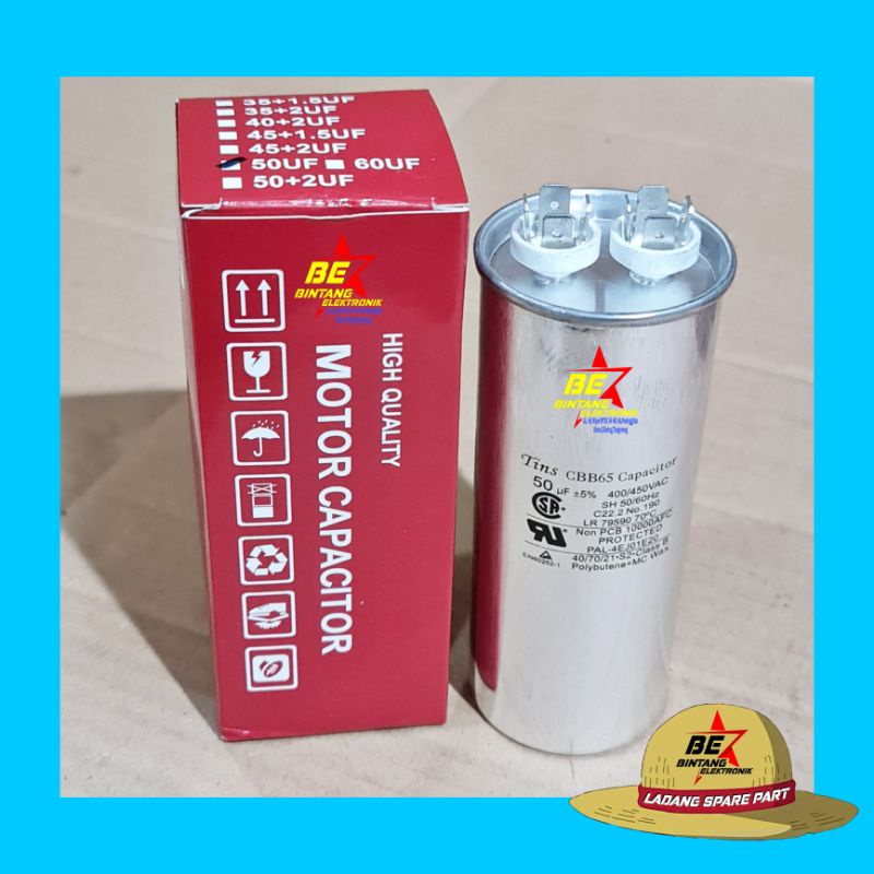 TINS KAPASITOR AC 50 MIKRO CAPASITOR AC 50UF CAPASITOR AC 50 UF 400 /450 VAC