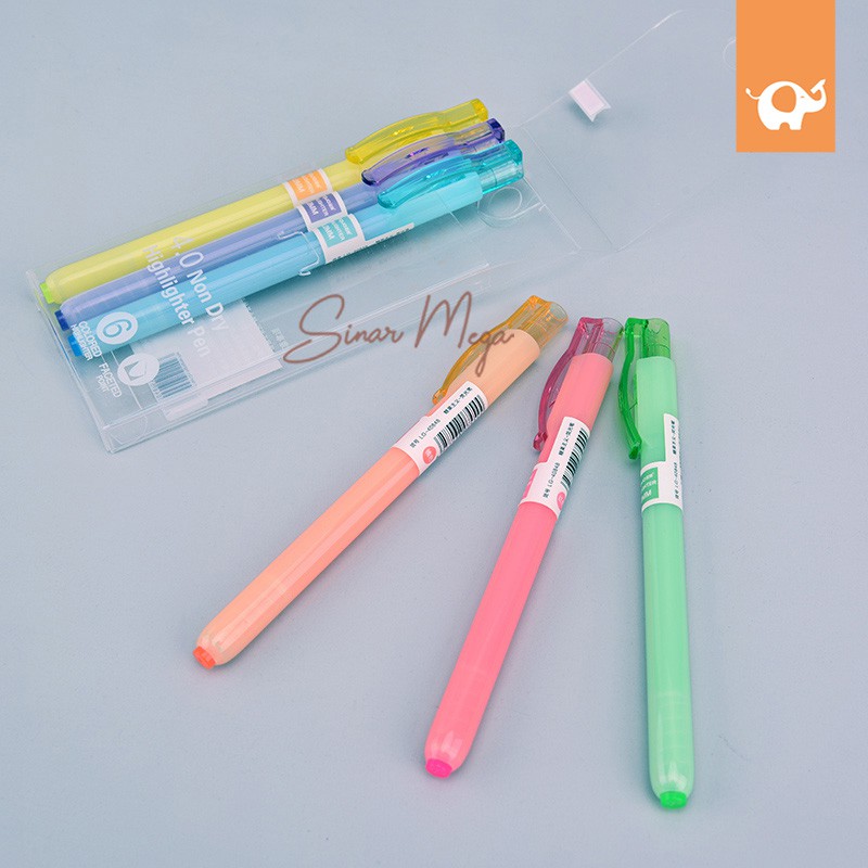 

Colorful Line Highlighter Pen 6Pc Set / Penanda Warna Warni Lucu Unik Murah