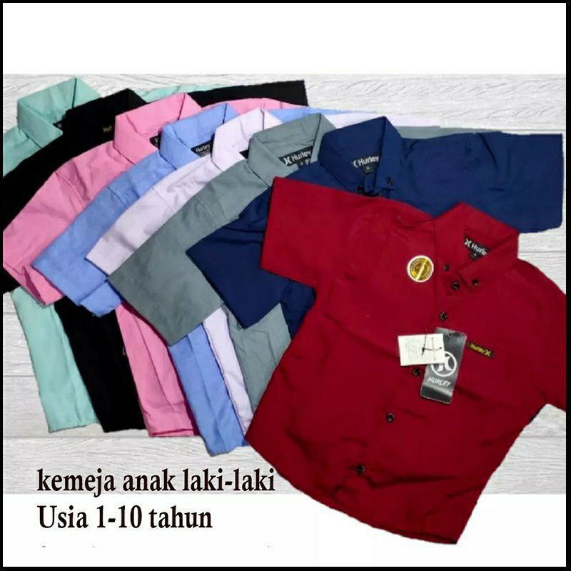 Kemeja Anak Lengan Pendek Poplin Oxford Premium 1 9 Tahun