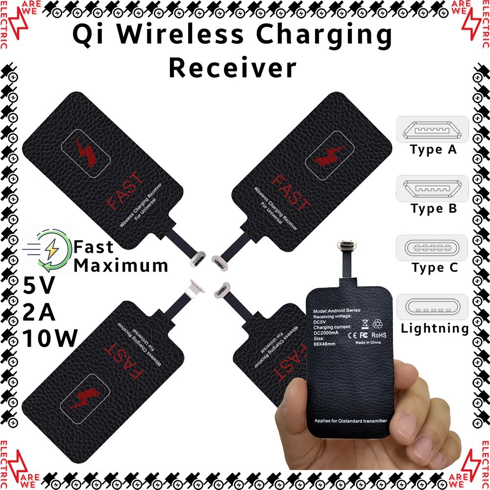 Wireless Charger Receiver Fast 10W 2A Quick Charging Adapter Micro USB Type C Lightning TRIPLEDI