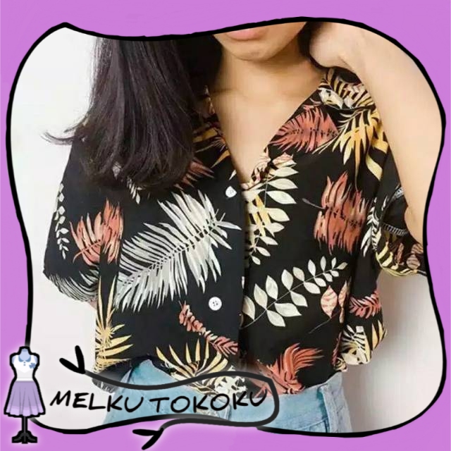 KEMEJA BAJU ATASAN OUTFIT FASHION LENGAN PENDEK WANITA CEWEK  MURAH PASTEL DAUN