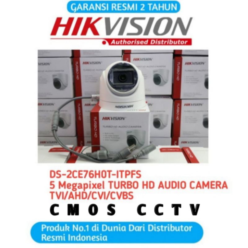 CAMERA INDOOR AUDIO HIKVISION 5MP TURBO HD DS2CE76H0T-ITPFS