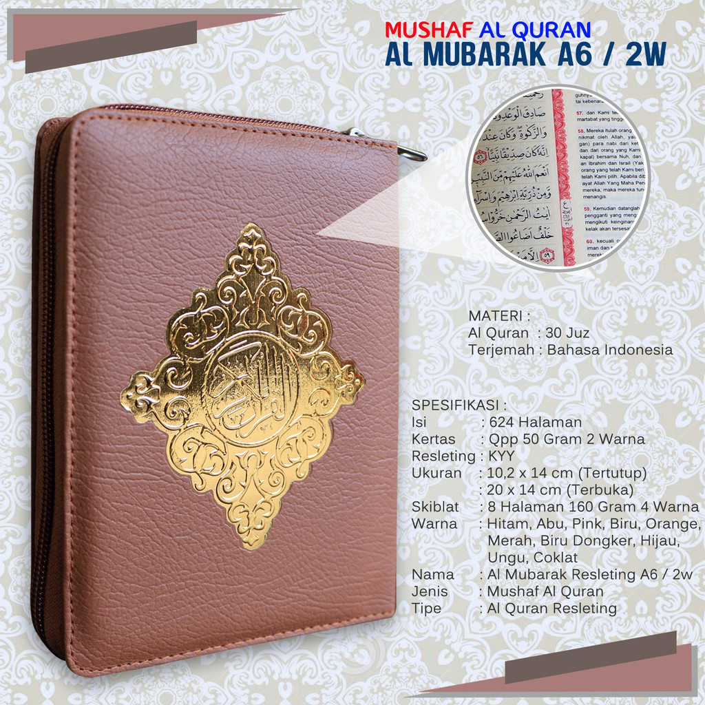 Promo Al Quran Saku Al Mubarak Resleting A6 Warna Random