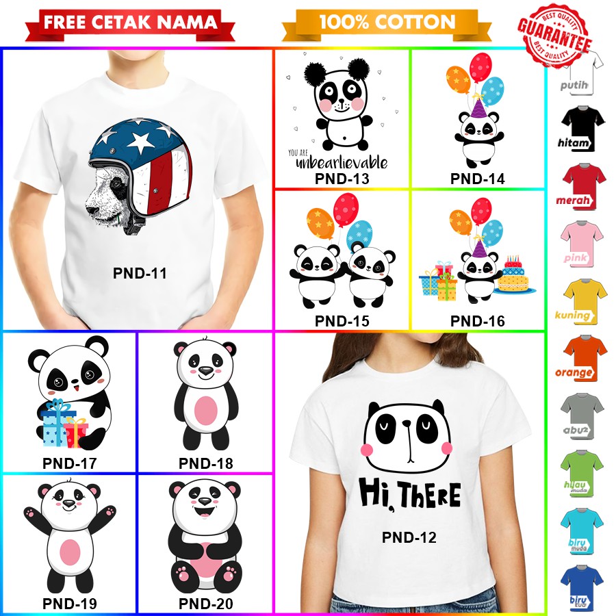 [FREE NAMA!!] Baju Kaos ANAK DAN DEWASA PANDA BANYAK MOTIF