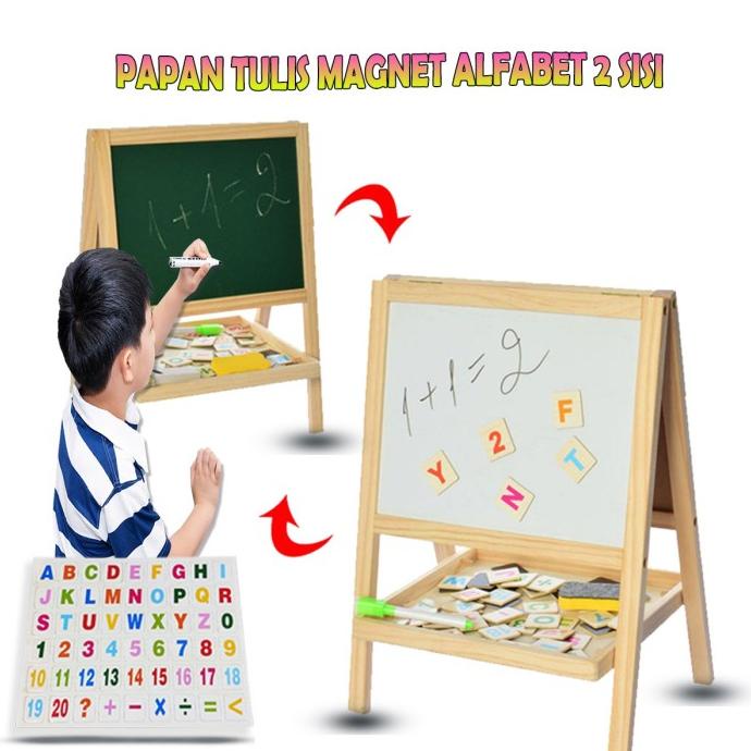 

Papan Tulis Anak Berdiri Magnet 2 Sisi (GRATIS Spidol & Kapur) - PAPAN NEW