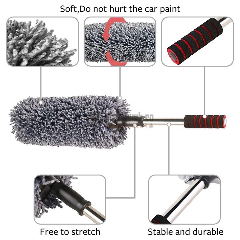 Kemoceng  Round  Microfiber  Telescopic Car &amp; Pembersih Debu Duster Mobil / Lap kemoceng Mobil Microfiber Tongkat bisa dipanjangkan Car Duster