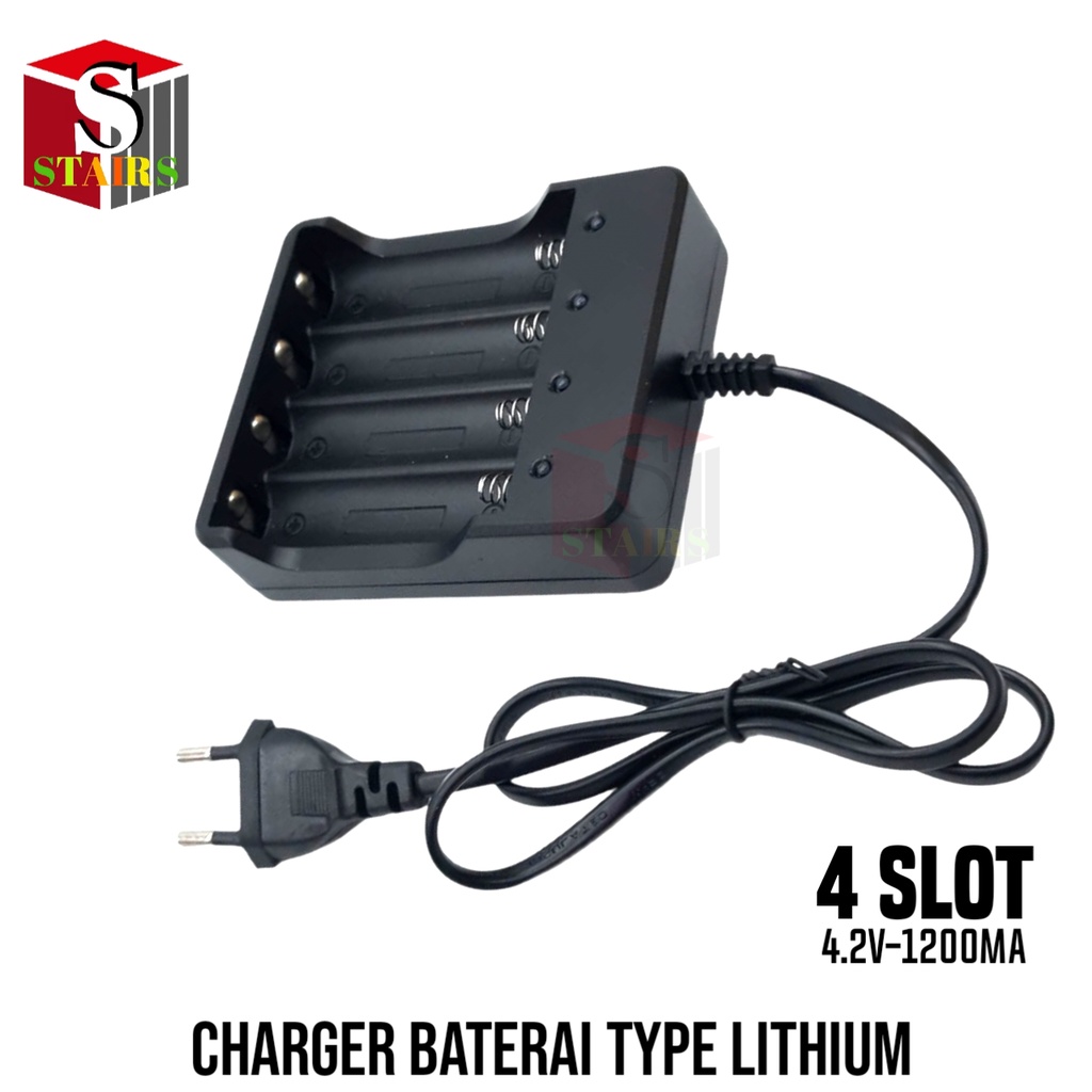 Charger Baterai Type 18650 4 Slot Daya Cas 4.2v-1200mA