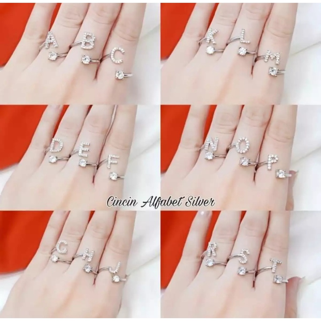 CINCIN HURUF ALFABET SILVER A SAMPAI Z TERLENGKAP DAN TERLARIS