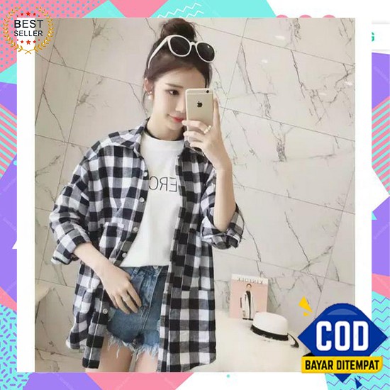 Kemeja Oversized Lengan Panjang Wanita - Fashion Korea - Fashion Cewek Kemeja Guilen Oversize Shirt 