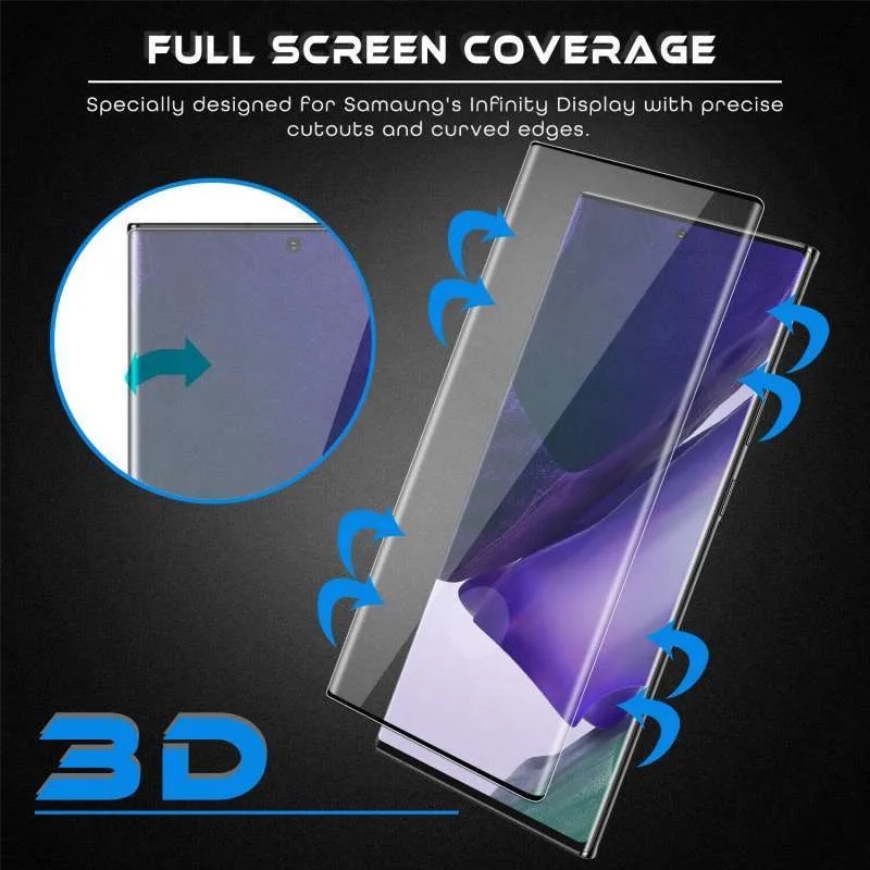 Tempered Glass Full List Black 3D Curved Samsung Galaxy Note 20 Ultra Anti Gores Kaca Full Cover Premium Quality