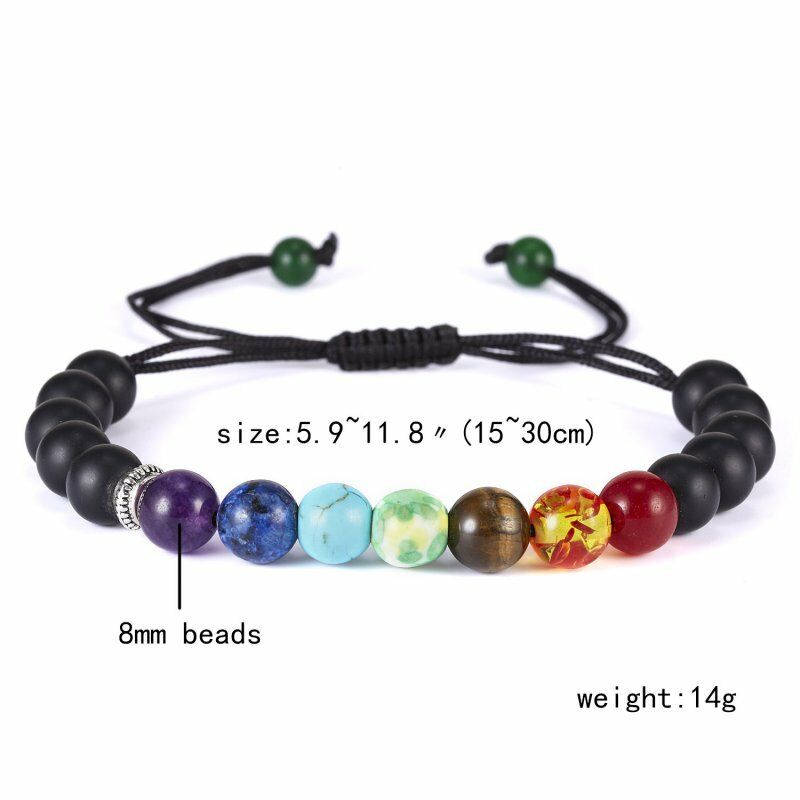 Gelang Manikmanik Batu Lava Vulkanik 7 Chakra Handmade Untuk Meditasi Penyembuhan
