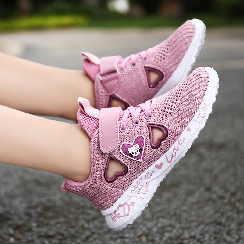 Sepatu anak perempuan Sepatu Sneakers Bahan Mesh Breathable untuk Sepatu anak