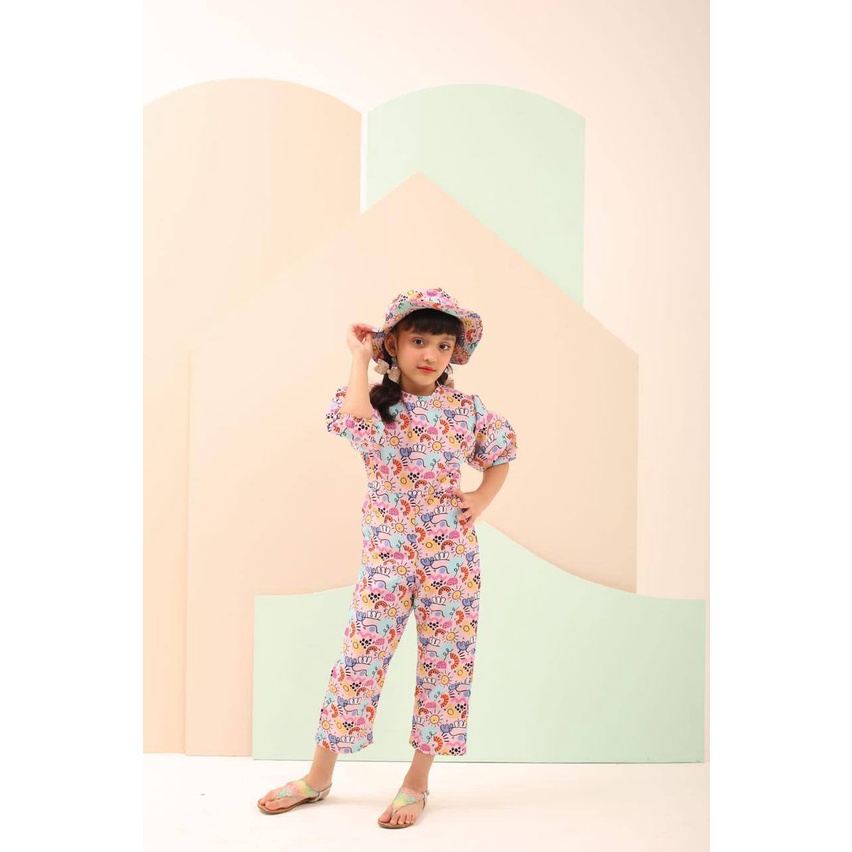 Dress anak 3in1 Dress + Jumpsuit + Bucket hat by OOTB