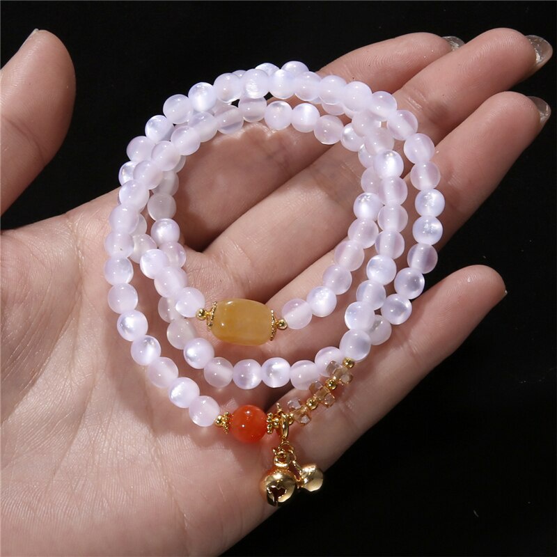 30/50 Pcs 6-10 Mm Putih Resin Beads Imitasi Mata Kucing Bulat Longgar Spacer Manik-manik untuk Membuat Perhiasan DIY Kalung Gelang Temuan