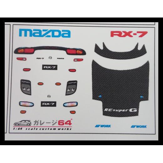 DECAL SET HOTWHEELS MAZDA RX7 CUSTOM