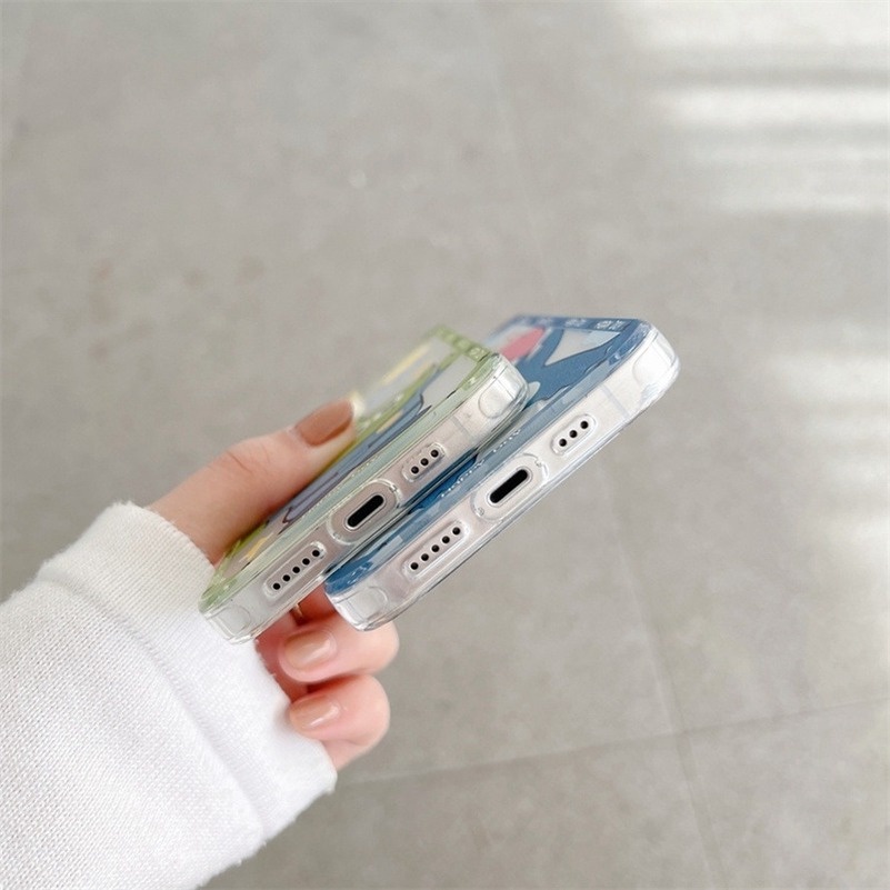 (Ready Stock) Soft Case Tpu Motif Kartun Untuk Iphone 11 Pro Max 13 12 Pro Max X Xr Xs Se 2020 Max 7 Plus 8 7 Plus Cute Cartoon Character Couple TPU Soft Silicone Precision Hole Protection Phone Back Cover