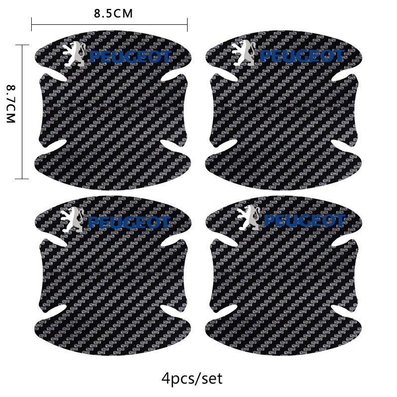 8pcs Stiker Pelindung Gagang Pintu Mobil Bahan Carbon Fiber Anti Gores Untuk Peugeot 208 e-208 2008 3008