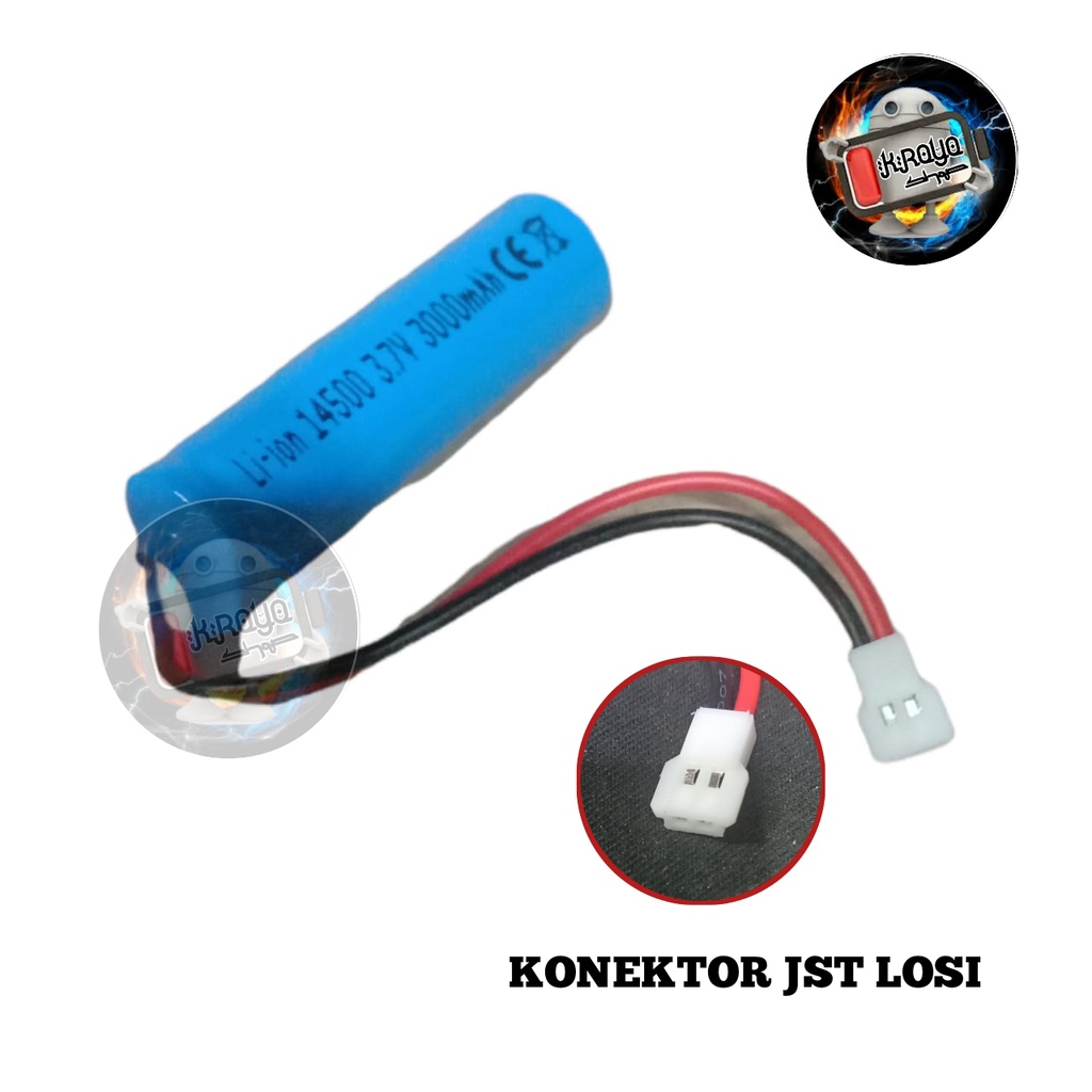 Baterai Remot Control / RC/Baterai Drone &amp; Mainan Remot Control 1x 14500 3000mAh 3,7V Konektor JST LOSI