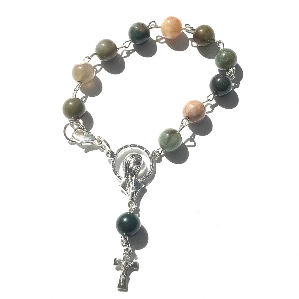 Rosario Batu Alam/Gelang Rosario/Rosario Bunda Maria/Gelang Batu Alam Amazonite/Gelang Handmade