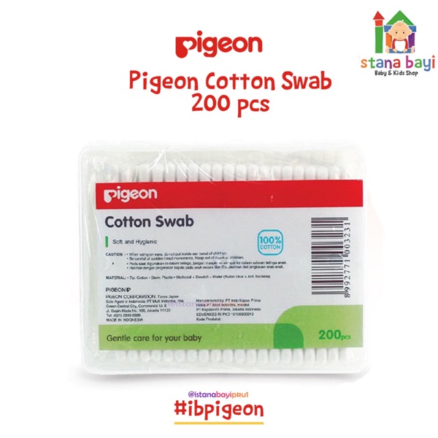 PIGEON Cotton Swab 200 Isi 200 Pcs / Cotton Buds / Pembersih Telinga Bayi