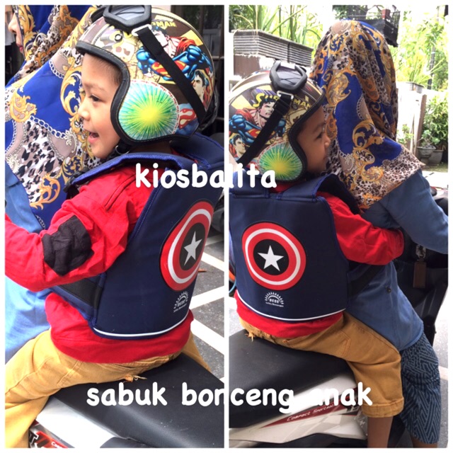 FREE MASKER!! SABUK BONCENGAN MOTOR ANAK / SABUK BONCENG SEPEDA DAN MOTOR MOTIF KEROPI