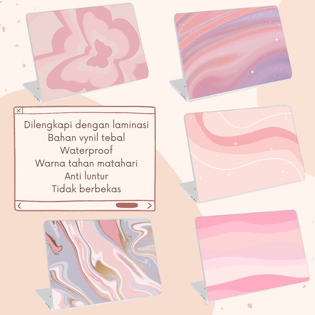 Garskin Sticker Laptop Cover Protector Notebook Skin Garskin Pink Minimalis Pelindung Laptop Macbook