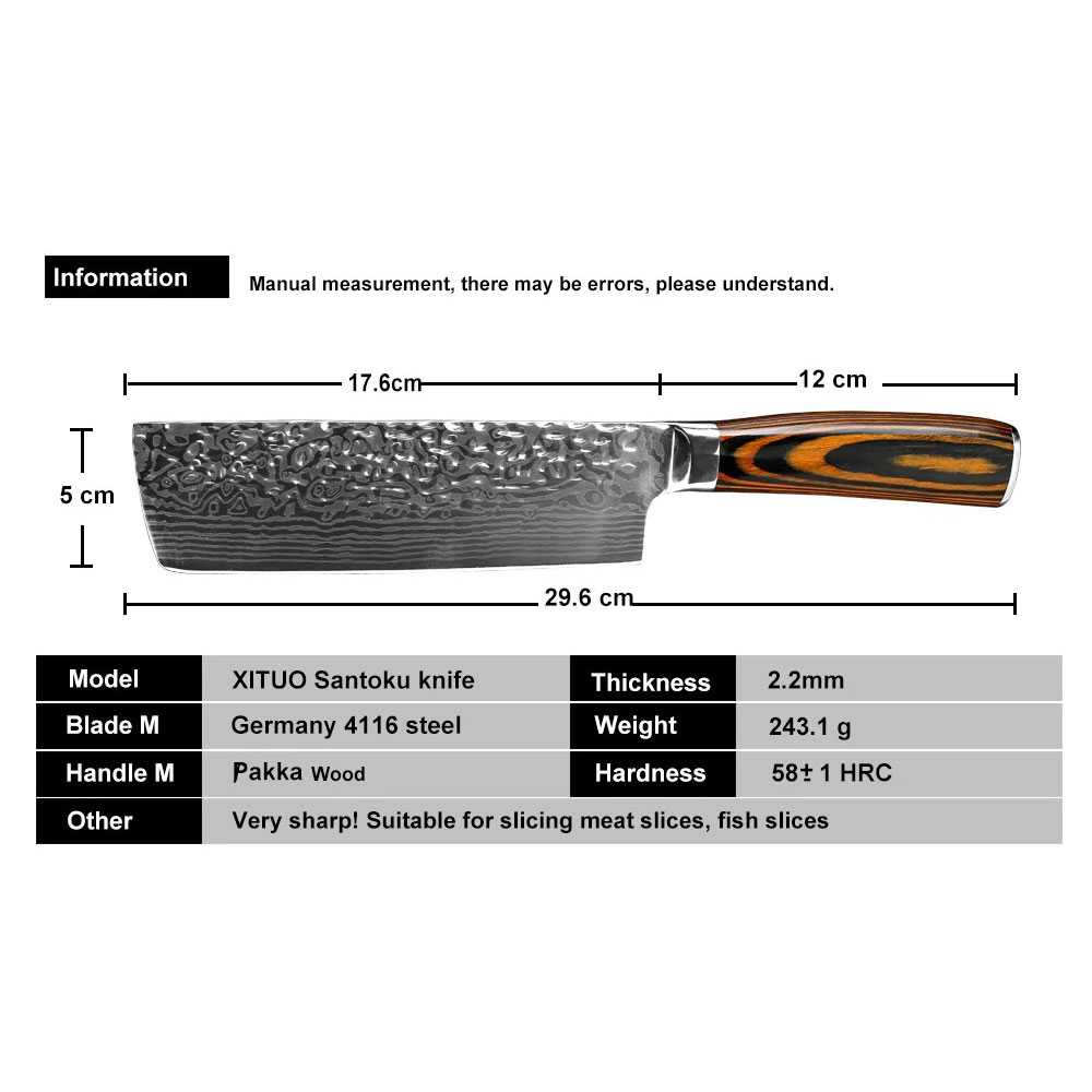 XITUO Pisau Dapur Damascus Chef Knife Santoku Cleaver 7 Inch - CK114