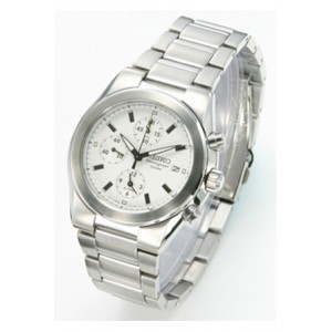 Seiko Mens SNA365P1 Quartz Chronograph White Dial | Jam Pria SNA365