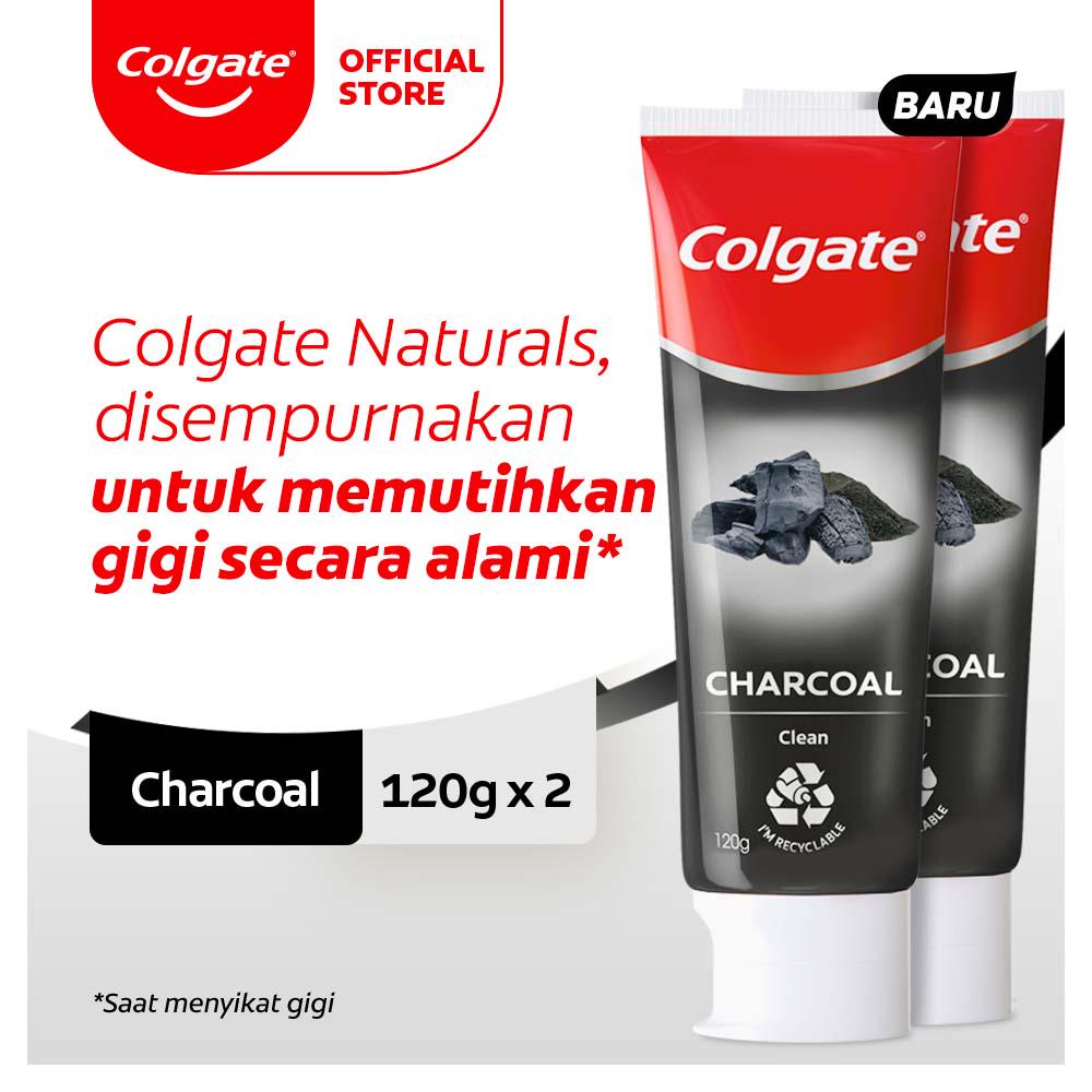 Colgate Naturals Pure Clean Toothpaste Charcoal 120g - Pasta Gigi (2pcs)