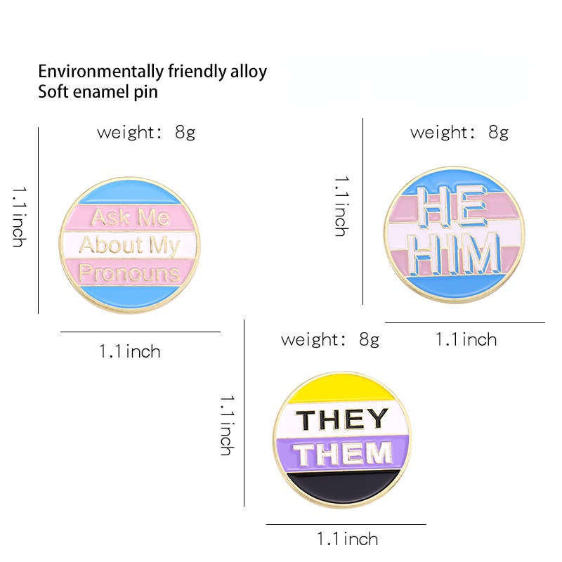 Bros Pin Enamel Desain Kartun HE HIM THEY THEM THEM Untuk Hadiah