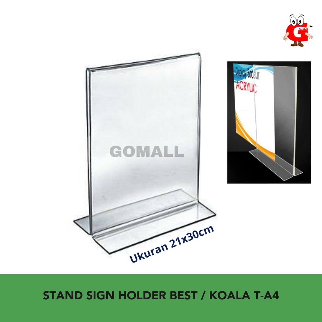 

Sign Holder Acrylic / Holder Brosur / Tempat Brosur Akrilik T - A4