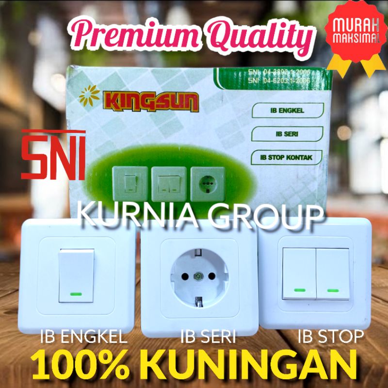 Saklar Engkel Seri Stop Kontak KINGSUN RADIUM IB Tanam Tembok Putih Listrik Tunggal Inbow Glow Dark