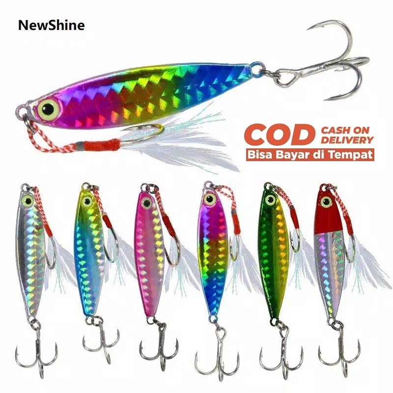 Set Metal Laser Jig 5,5cm/15gram Umpan Pancing Ikan Micro Jig Treble Kail Fishing Lure Swimbait