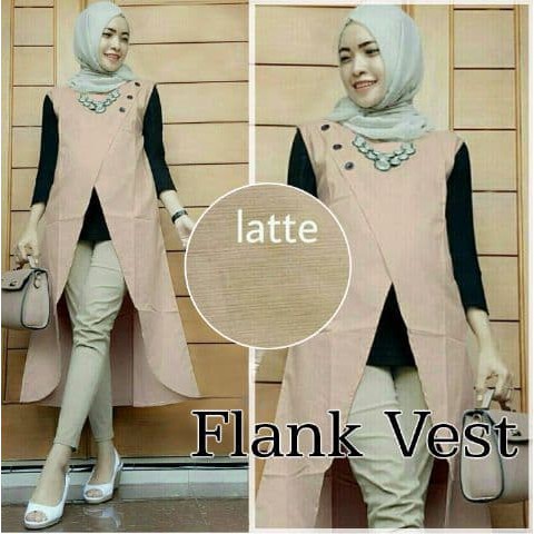 OUTWEAR MURAH WANITA ROMPI WANITA TERBARU [flank vest SL] vest & rompi wanita katun cream XAE