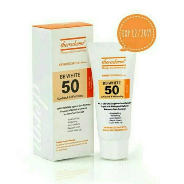 BB Cream Whitening Sunblock SPF 50 Theraderm/Berminyak/Jerawat/Sensitif