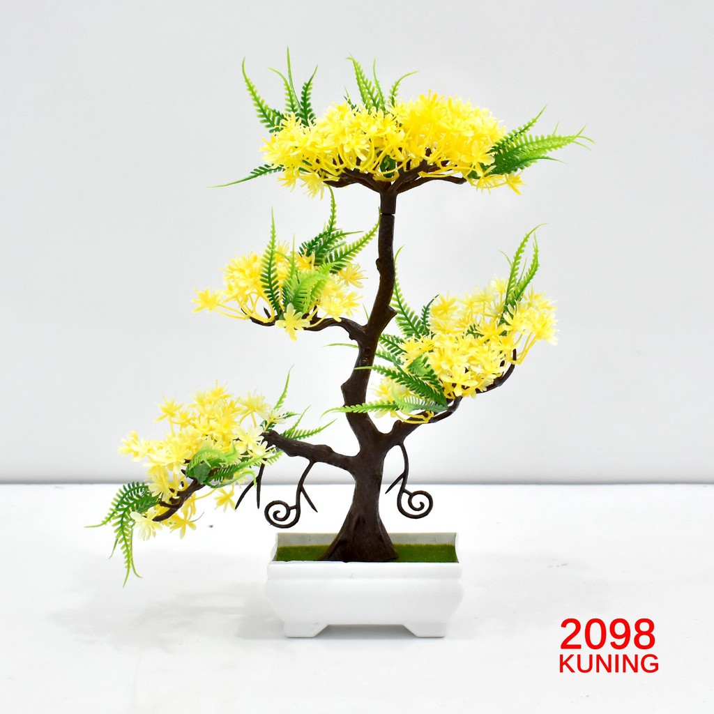 COD / TF11 TANAMAN BUNGA BONGSAI HIAS POT TANAMAN DEKORASI RUMAH BUNGA PLASTIK IMPORT P2098-KUNING