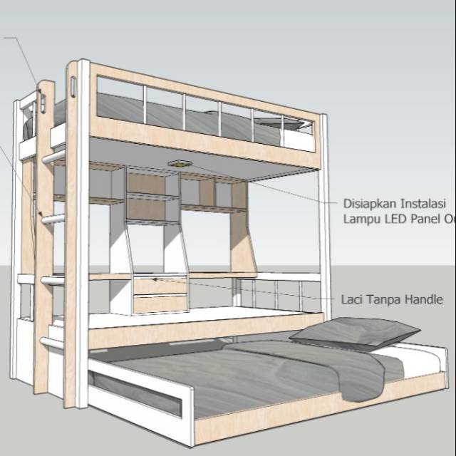 Ranjang Susun tempat tidur tingkat + meja belajar