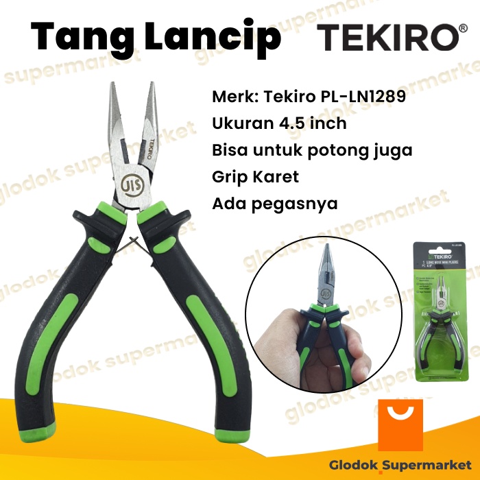 Tang Lancip Jepit 4.5 inch Tekiro Long Nose Mini Pliers 4.5inch PL-LN1289