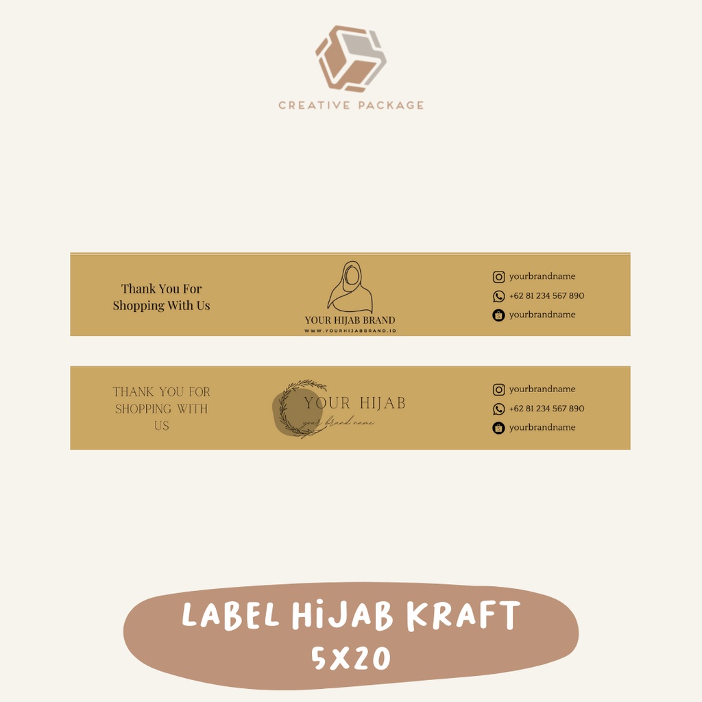 

Roller Hijab Kraft Ukuran 5x20 cm / Label Hijab Kraft