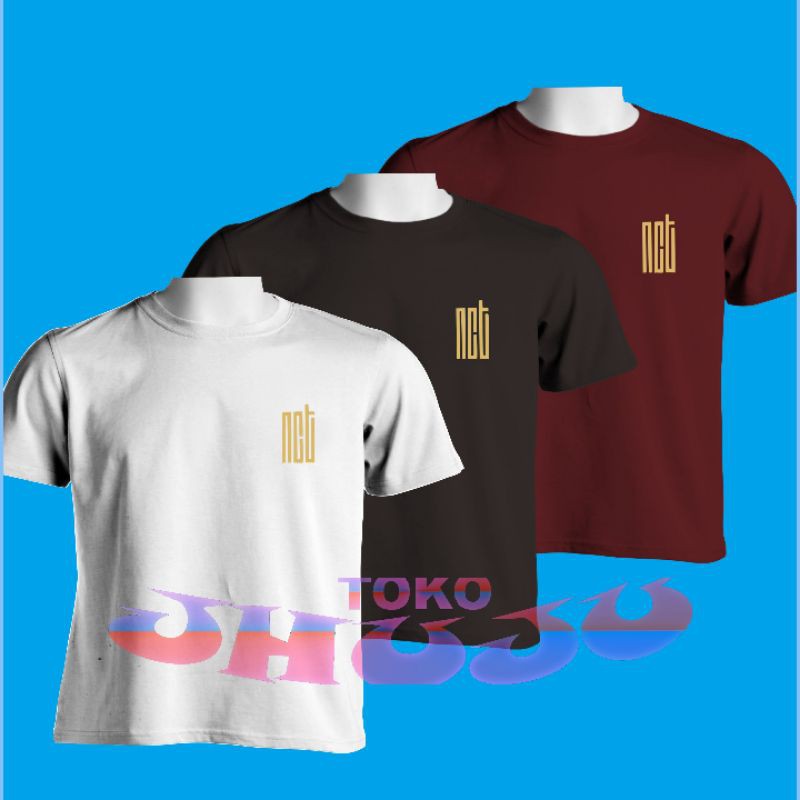 T shirt Kaos Kpop NCT logo gold kecil