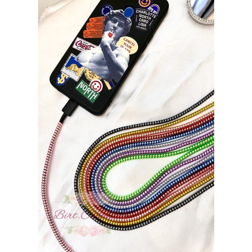 RT94 PELILIT KABEL SPIRAL WARNA METALIC PELINDUNG CABLE HP CHARGER UNIVERSAL CORD PROTECTOR SOLID COLOR GLOSSY BC6246