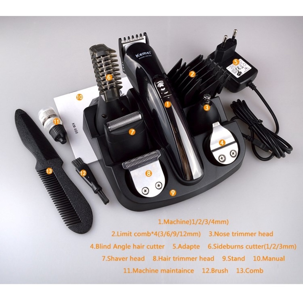 Alat Cukur Elektrik Lengkap Set 6 in 1 Hair Trimmer Shaver Recharge