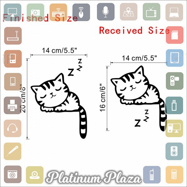 Sticker Wallpaper Dinding Sleeping Cat - Black`F7SP40-