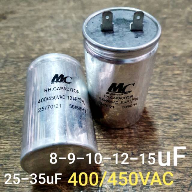 kapasitor AC 8 9 10 12 15 20 25 30 35 40 45 50 60 70 uF 400/450VAC 400 450 V pompa air mesin cuci