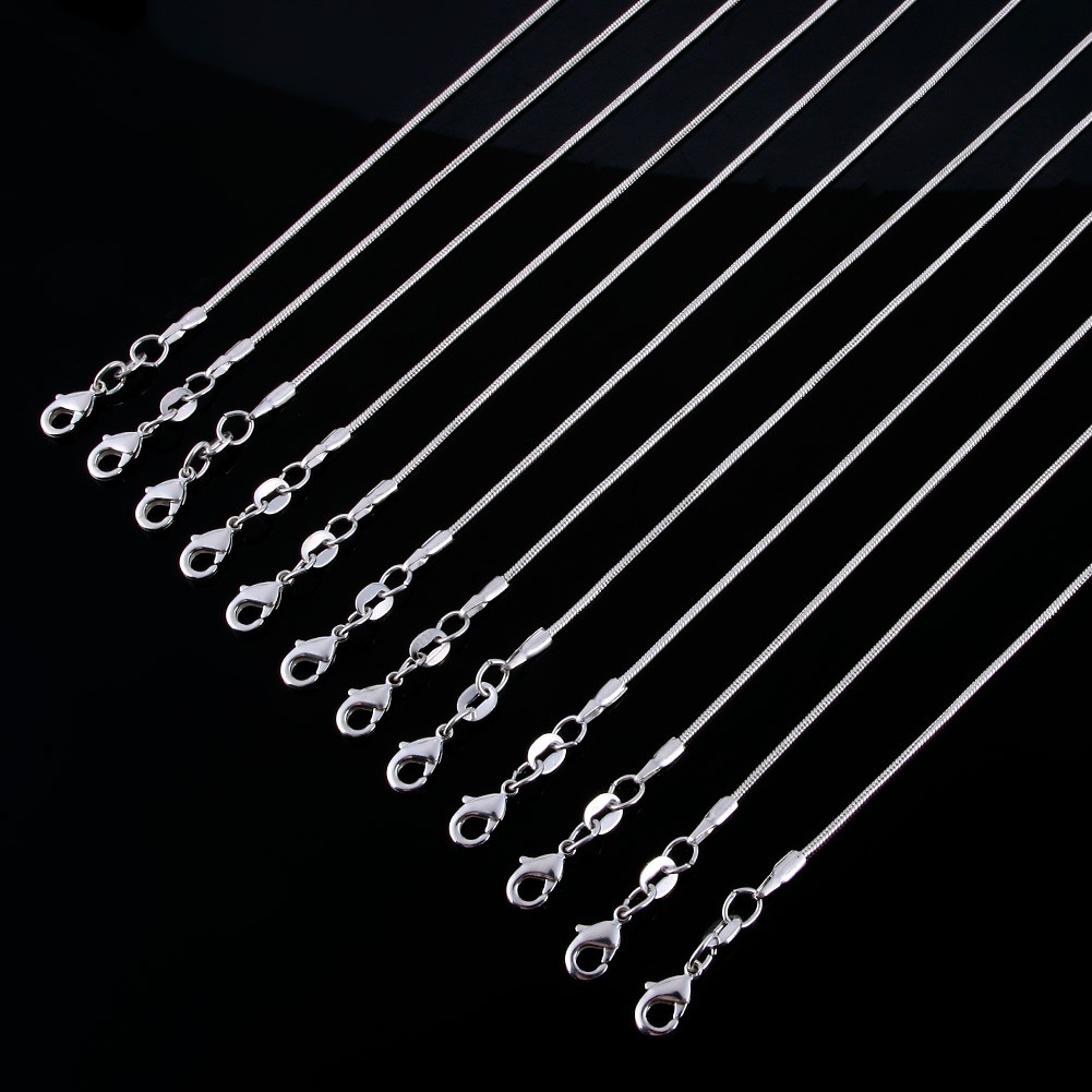 CHARMS Kalung Rantai Ular Bahan 925 Sterling Silver Plated 1.2mm Diy Untuk Membuat Perhiasan 16-24 Inch