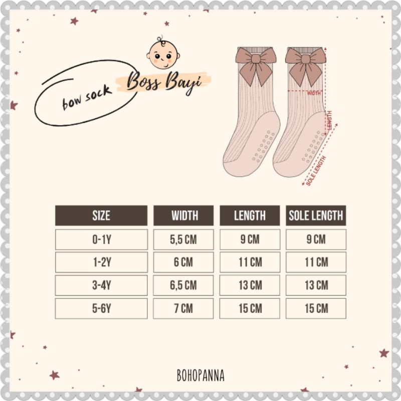 BOHOPANNA - Bow Sock / Kaos Kaki Anak Variasi Pita