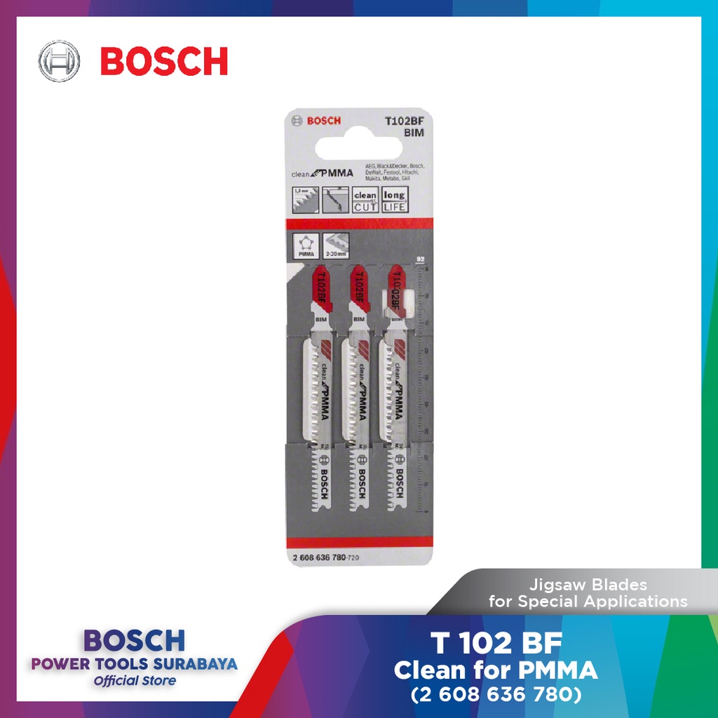 Mata Gergaji Akrilik Bosch Jigsaw Blade T102BF Clean for PMMA-Acrylic