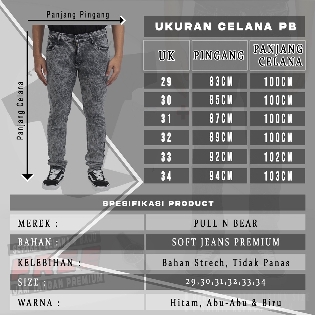 SATU PAKET CELANA KAOS DAN JAM TANGAN CELANA PANJANG PB PRIA CELANA PANJANG PRIA