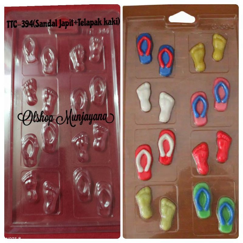 Cetakan Coklat Mika Sandal Japit/Telapak kaki TTC-394