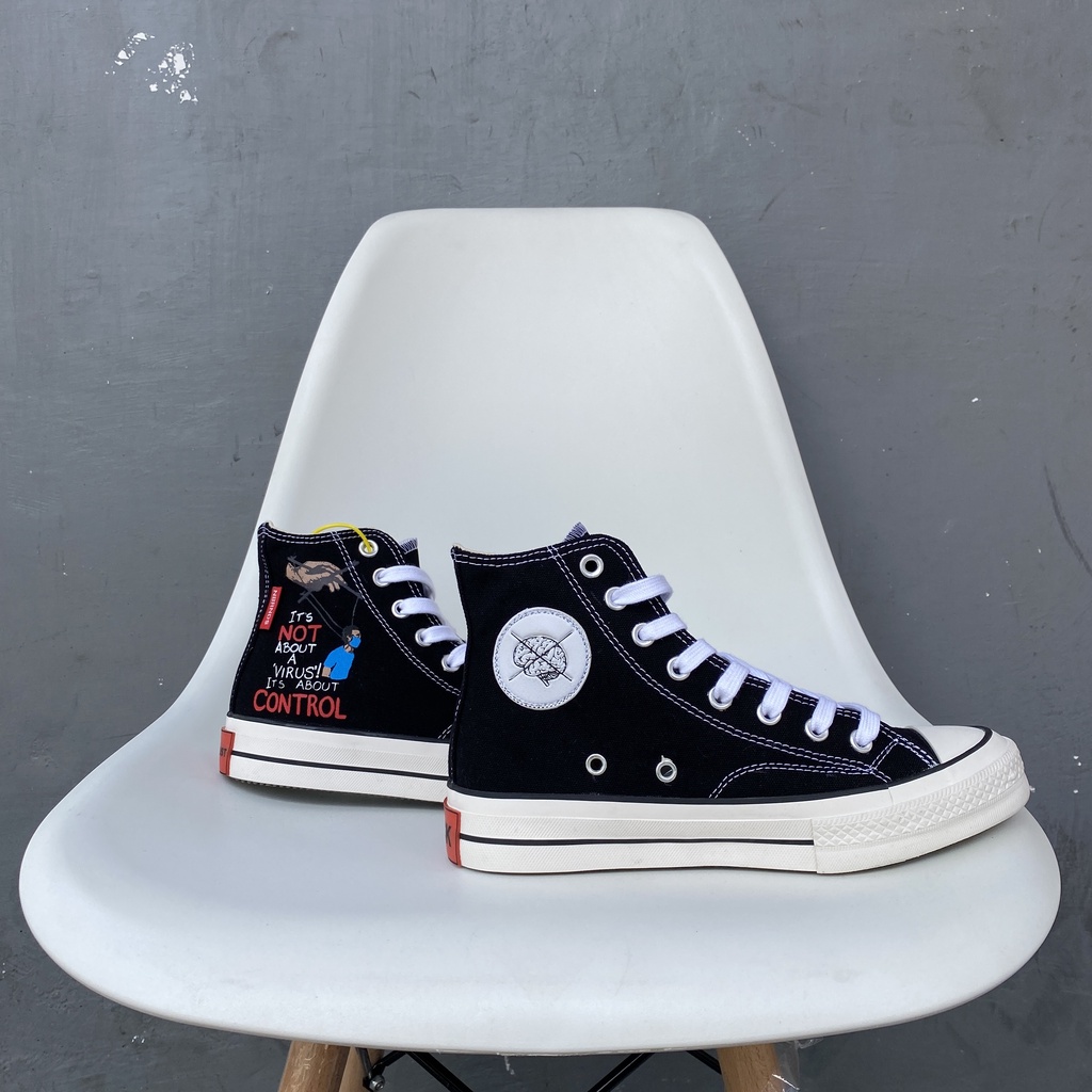 Sepatu NoBrands Corjan (Corona Jancok) Black White High